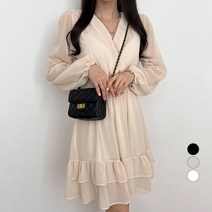 밀키버터 여성용 허리밴딩 캉캉 미니 랩 원피스
