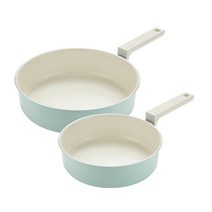 해피콜 인덕션 앳지 블랑 IH 프라이팬 2종 세트, 프라이팬 20cm + 24cm, 민트