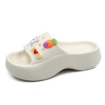 라블 여성용 가벼운 통굽 지비츠 EVA 캐럿 슬리퍼 5cm