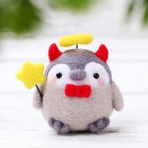 아트조이 DIY 양모펠트 키트, 1세트, 천사와 악마 펭귄