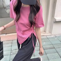 여성용 MA 트임 셔링 반팔 티셔츠