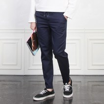 남성용 HS 면 스판 무지 밴딩 팬츠