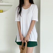 투데이앤룩 여성용 루즈핏 옆 트임 스윗 여자 반팔 티셔츠