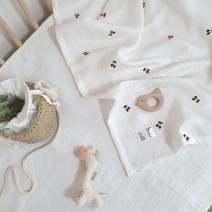 문스토리 골지 인견 유아 블랭킷, 레드체리