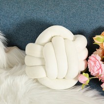 니팅노튼 자이언트얀 매듭쿠션 꽈배기 쿠션, 크림