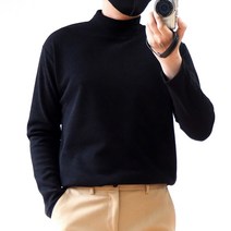 남성용 따스한 기모 반폴라 니트 티셔츠