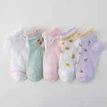 스마일 여아용 정원의 리본공주 양말 5종 세트 M863