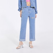 미쏘 여성용 롤업 일자핏 데님