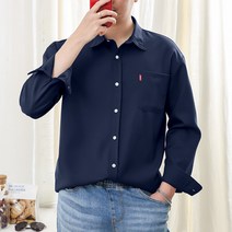 남성용 솔리드 오버핏 링클프리 긴팔 셔츠