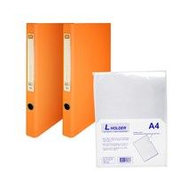 현풍 A4 클리어북 D링 바인더 4공 30매 CB30 2p + L홀더 10p, 주황색, 1세트