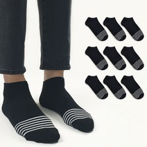 구냥씩 남성용 스트라이프 바텀 발목양말 10켤레