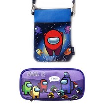 어몽어스 포켓 크로스백 + 사각 펜슬파우치, 레드 스페이스(크로스백), 퍼플(파우치), 1세트