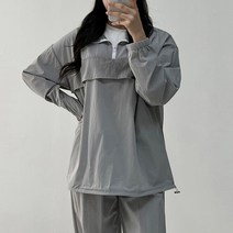 끌레느모네 여성용 고프코어 스트릿 반집업 나일론 아노락 맨투맨