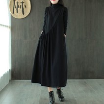 MA 빅사이즈 하프넥 셔링 롱 원피스