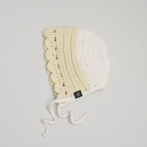 슬로우모먼츠 릴리 아기 보넷 만들기 태교 뜨개질 DIY 패키지, 1세트, 아이보리 + 쉬폰 레몬