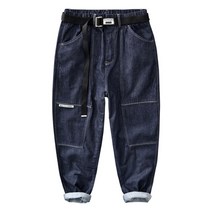 마켓A 남성용 블랙벨트 배기팬츠