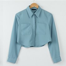 빼빼 여성용 카라넥 바스트 빅포켓 세련된 블라우스
