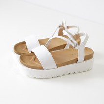 르본디 여성용 가죽 스트랩 발편한 통굽 샌들 5.5cm