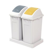 FRANCO 대용량 분리수거함 2칸 100L, 그레이 + 옐로우, 1개