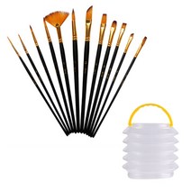 OON 미술 아트 수채화 브러쉬 12종 + 접이식 물통, 1세트, 모 길이 1.0cm~2.6cm