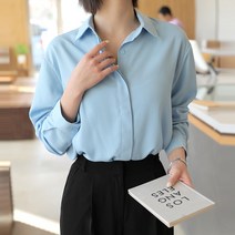 빼빼 여성용 히든버튼 카라넥 루즈핏 블라우스