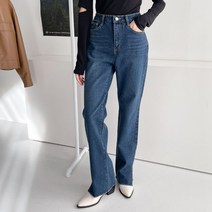 여성용 위브 롱 트임 부츠컷 데님 팬츠