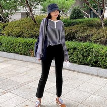 로미스토리 여성용 스판 밴딩 일자핏 청바지