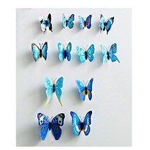 3D 리얼 나비 스티커 12p, 블루호랑나비