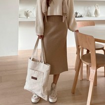 프롬미스 여성용 짱짱한 H라인 니트 스커트