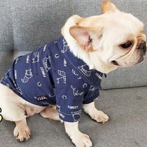 강아지 우리 강쥐도 쾌남 쿨걸 패턴 셔츠, 네이비