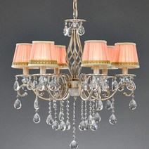 인스타조명 보르디 6등 크리스탈 샹들리에 펜던트 핑크갓, 혼합색상