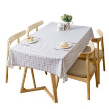 PEVA 방수 주방 테이블커버 2p 세트, 화이트체크, 화이트체크, 140 x 180 cm