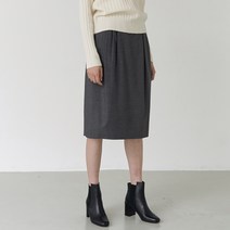 그레이스케일 울 플리티드 스커트