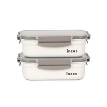 인콕 스텐콕 크림 스텐 밀폐용기 11호 세트, 1세트, 직사각 7호 2p