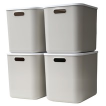 GAKYU 라운드 리빙박스 XL 4p + 뚜껑 4p, 그레이, 1세트