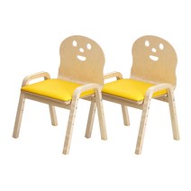 토리 원목 높이조절 어린이 쿠션 의자 2p, 노랑, 노랑
