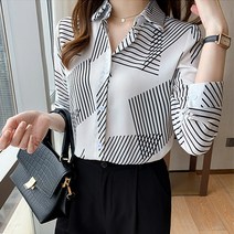 레몬소울 델리피 패턴 카라 긴팔 블라우스