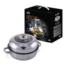 카로니 돔형뚜껑 스텐레스 와이드 1단 찜기, 27.5cm, 1개