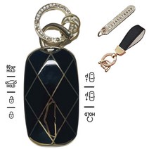 루루형제 제네시스 차량용 스마트 키케이스 + 번호키링 + 가죽 스트랩 세트, 다크블랙, AG-04