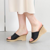 잠비 여성용 니쥬 주름 웨지힐 슬리퍼