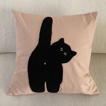 캣츠 일러스트 쿠션 커버 빼꼼 고양이