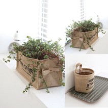 쥬트 화분 커버 인테리어화분 화분꾸미기, 사각(그린-가든플라워), 1개