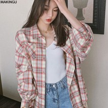 메이킹유 507리다체크남방 블라우스 셔츠