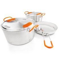GSI 아웃도어s 글래시어 베이스 캠퍼 쿡셋 미디엄, Stainless, 3 L