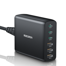 Rocoren 100W GaN 급속충전기 PD충전기 100W 급속충전기 휴대용 멀티충전기, Black, 1개