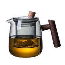 티포트 약탕기 550ml 오븐 차 주전자 유리 전기 도자기 스토브 특수 밥솥 나무 손잡이 사이드 핸들 냄비, 01 grey teapot