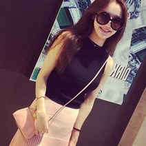 한다난- 여자 니트티 민소매 슬리프 셔츠 폴라 조끼 5컬러