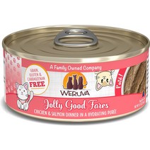 Weruva Classic Cat Jolly Good Fares 치킨 연어 파테 고양이 사료 통조림, 3-oz can case of 12