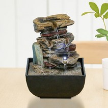 실내분수대 미니 인테리어 인공 폭포 계곡 가정용 조각 조명 집들이 선물, 원형