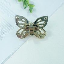 헤세드 NEW) 나비 장식 버클 잠금장식 가방부자재, 골드, 1개